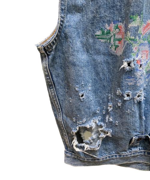 SEVESKIG（セヴシグ）SEVESKIG (セヴシグ) THENIME (ザニーム) 別注ダメージ加工デニムベスト インディゴ サイズ:Mの古着・服飾アイテム