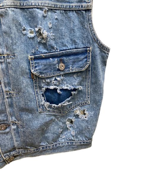 SEVESKIG（セヴシグ）SEVESKIG (セヴシグ) THENIME (ザニーム) 別注ダメージ加工デニムベスト インディゴ サイズ:Mの古着・服飾アイテム