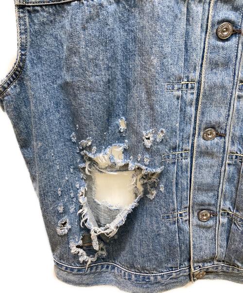 SEVESKIG（セヴシグ）SEVESKIG (セヴシグ) THENIME (ザニーム) 別注ダメージ加工デニムベスト インディゴ サイズ:Mの古着・服飾アイテム