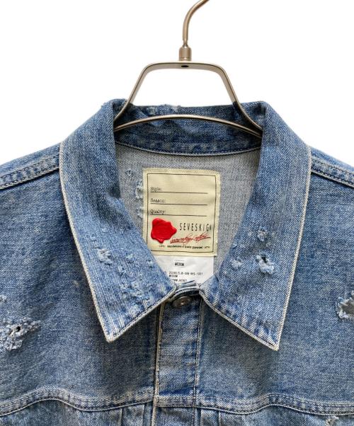 SEVESKIG（セヴシグ）SEVESKIG (セヴシグ) THENIME (ザニーム) 別注ダメージ加工デニムベスト インディゴ サイズ:Mの古着・服飾アイテム