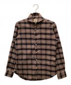 GUY ROVERギローバー）の古着「フランネルワイドカラーチェックシャツ」｜ブラウン