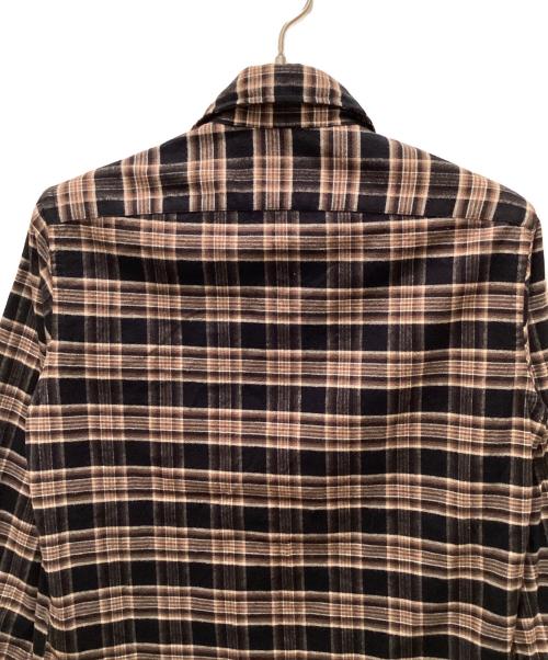 GUY ROVER（ギローバー）GUY ROVER (ギローバー) フランネルワイドカラーチェックシャツ ブラウン サイズ:Sの古着・服飾アイテム