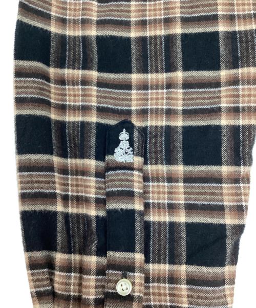 GUY ROVER（ギローバー）GUY ROVER (ギローバー) フランネルワイドカラーチェックシャツ ブラウン サイズ:Sの古着・服飾アイテム