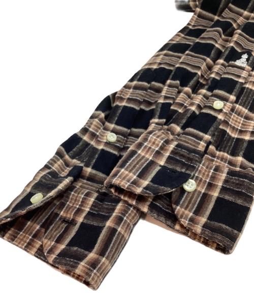 GUY ROVER（ギローバー）GUY ROVER (ギローバー) フランネルワイドカラーチェックシャツ ブラウン サイズ:Sの古着・服飾アイテム