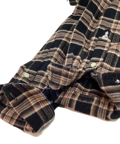 GUY ROVER（ギローバー）GUY ROVER (ギローバー) フランネルワイドカラーチェックシャツ ブラウン サイズ:Sの古着・服飾アイテム