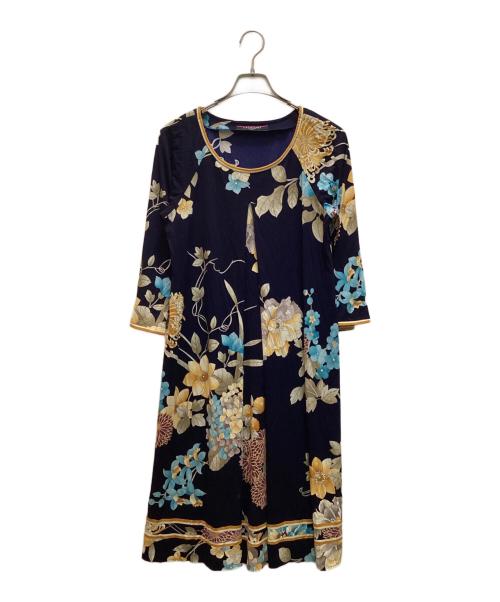 LEONARD（レオナール）LEONARD (レオナール) フラワープリントワンピース ネイビー サイズ:Ⅼの古着・服飾アイテム