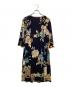 LEONARD (レオナール) フラワープリントワンピース ネイビー サイズ:Ⅼ：15000円