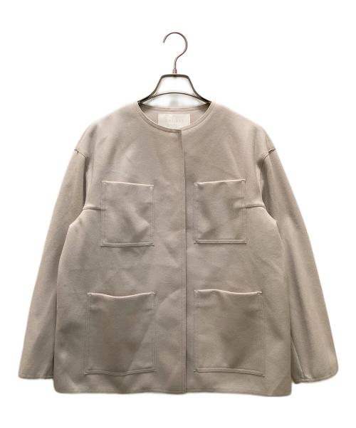 BALLSEY（ボールジィ）BALLSEY (ボールジィ) ニードルジャージー ノーカラージャケット ベージュ サイズ:36の古着・服飾アイテム
