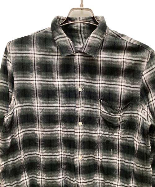 n(n) by NUMBER (N)INE（エヌエヌバイナンバーナイン）n(n) by NUMBER (N)INE (エヌエヌバイナンバーナイン) オンブレチェック オープンカラーシャツ グリーン×ブラック サイズ:2の古着・服飾アイテム
