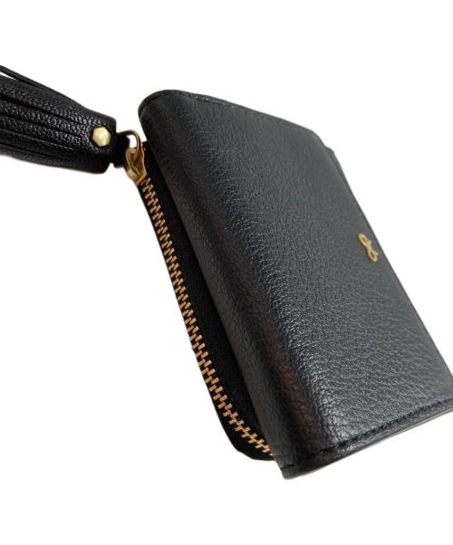 ANYA HINDMARCH（アニヤ・ハインドマーチ）ANYA HINDMARCH (アニヤ・ハインドマーチ) ミニ・トライフォールド・ウォレット ブラックの古着・服飾アイテム