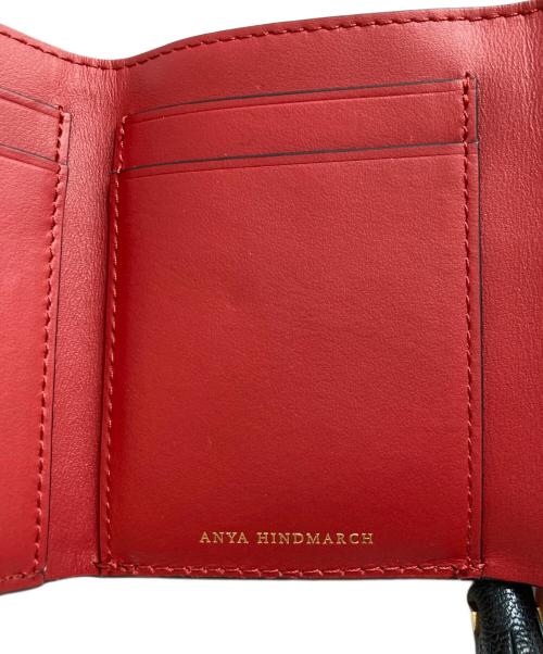 ANYA HINDMARCH（アニヤ・ハインドマーチ）ANYA HINDMARCH (アニヤ・ハインドマーチ) ミニ・トライフォールド・ウォレット ブラックの古着・服飾アイテム