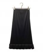 PLEATS PLEASEプリーツプリーズ）の古着「裾デザインプリーツロングスカート」｜ブラック