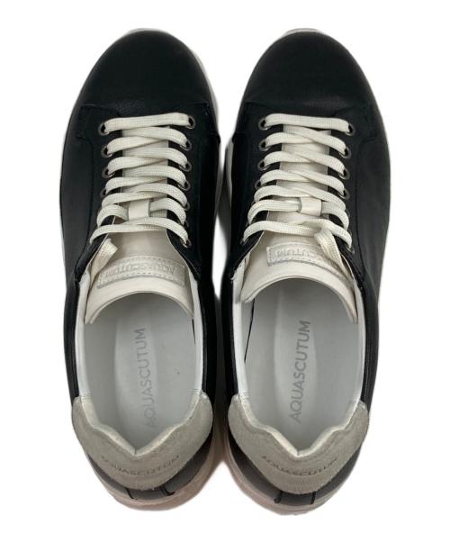 Aquascutum（アクアスキュータム）Aquascutum (アクアスキュータム) レザースニーカー ブラック サイズ:42Ⅼの古着・服飾アイテム