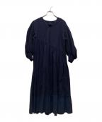 ELENDEEKエレンディーク）の古着「カシュクール  フレア  ロングワンピース」｜ネイビー