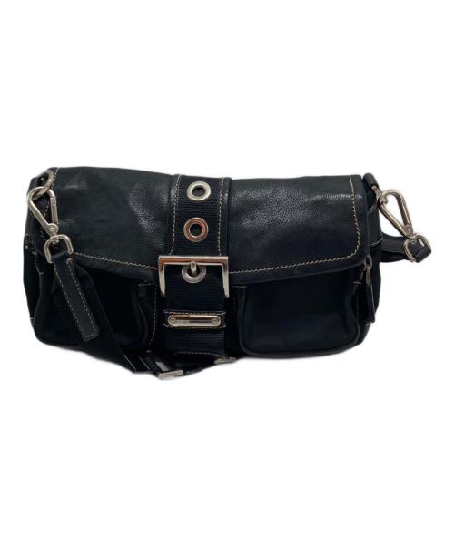 PRADA（プラダ）PRADA (プラダ) レザー切替ワンショルダーバッグ ブラックの古着・服飾アイテム