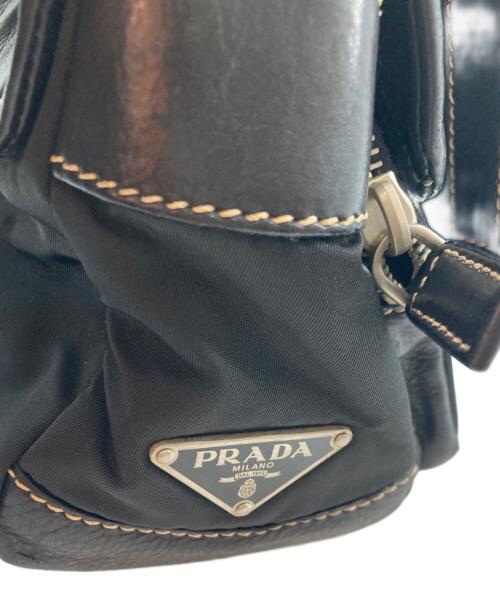 PRADA（プラダ）PRADA (プラダ) レザー切替ワンショルダーバッグ ブラックの古着・服飾アイテム