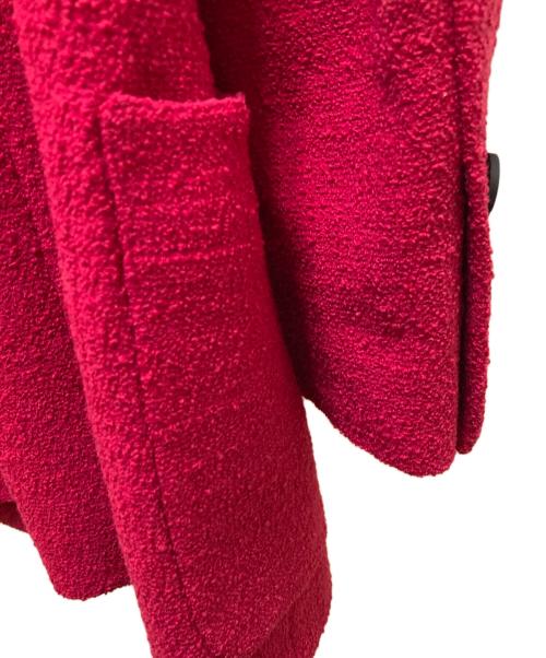 CHANEL（シャネル）CHANEL (シャネル) ヴィンテージココマークボタンノーカラーツイードジャケット レッド サイズ:38の古着・服飾アイテム