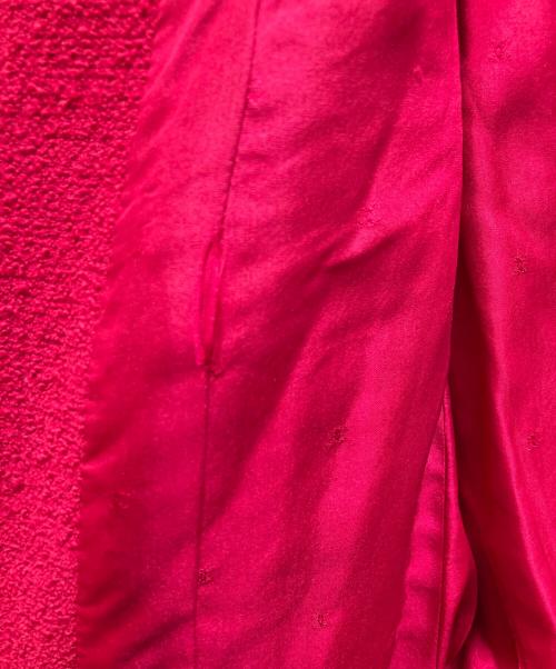 CHANEL（シャネル）CHANEL (シャネル) ヴィンテージココマークボタンノーカラーツイードジャケット レッド サイズ:38の古着・服飾アイテム