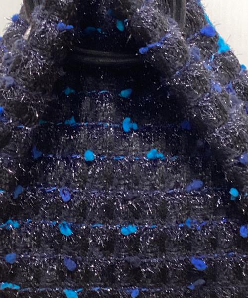 charmantsac（シャルマントサック）charmantsac (シャルマントサック) 巾着ツイードトートバック ブルー×ブラックの古着・服飾アイテム