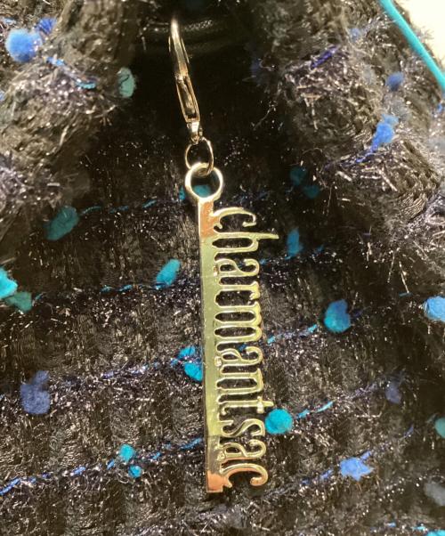 charmantsac（シャルマントサック）charmantsac (シャルマントサック) 巾着ツイードトートバック ブルー×ブラックの古着・服飾アイテム