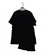REGULATION Yohji Yamamoto MENレギュレーション ヨウジヤマモト）の古着「アシンメトリーコットンリネンTシャツ」｜ブラック