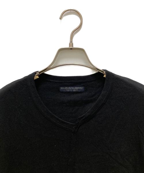 REGULATION Yohji Yamamoto MEN（レギュレーション ヨウジヤマモト）REGULATION Yohji Yamamoto MEN (レギュレーション ヨウジヤマモト) アシンメトリーコットンリネンTシャツ ブラック サイズ:3の古着・服飾アイテム