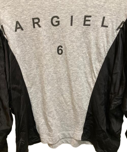 MM6 Maison Margiela（エムエムシックスメゾンマルジェラ）MM6 Maison Margiela (エムエムシックスメゾンマルジェラ) 22SS ギャザーショルダー 切り替え ドルマリンスリーブ 長袖Tシャツ ブラック×グレー サイズ:Sの古着・服飾アイテム