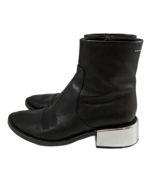 MM6 Maison Margiela（エムエムシックスメゾンマルジェラ）MM6 Maison Margiela (エムエムシックスメゾンマルジェラ) ミラーヒール サイドジップ レザーブーツ ブラック サイズ:38の古着・服飾アイテム