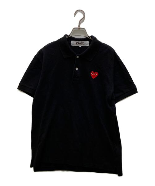 PLAY COMME des GARCONS（プレイコムデギャルソン）PLAY COMME des GARCONS (プレイコムデギャルソン) ハートワッペンポロシャツ ブラック サイズ:Lの古着・服飾アイテム