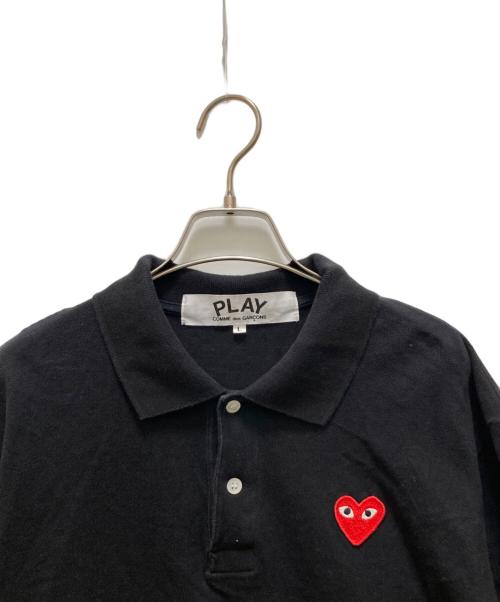 PLAY COMME des GARCONS（プレイコムデギャルソン）PLAY COMME des GARCONS (プレイコムデギャルソン) ハートワッペンポロシャツ ブラック サイズ:Lの古着・服飾アイテム