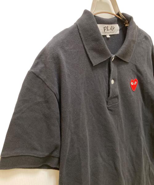PLAY COMME des GARCONS（プレイコムデギャルソン）PLAY COMME des GARCONS (プレイコムデギャルソン) ハートワッペンポロシャツ ブラック サイズ:Lの古着・服飾アイテム