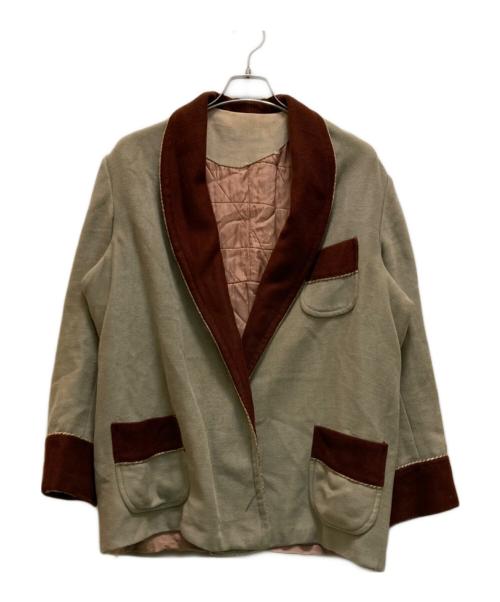 VINTAGE（ヴィンテージ）VINTAGE (ヴィンテージ) ヴィンテージスモーキンジャケット ベージュ×ブラウン サイズ:表記無しの古着・服飾アイテム