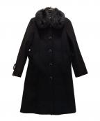 courregesクレージュ）の古着「カシミヤ100% フォックスファー ロングコート」｜ブラック