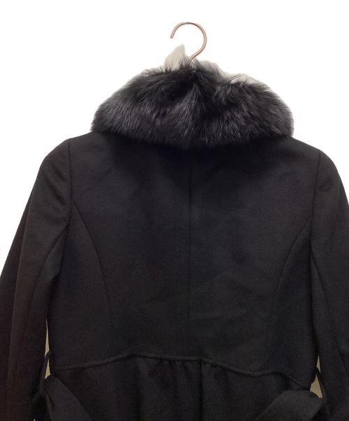 courreges（クレージュ）courreges (クレージュ) カシミヤ100% フォックスファー ロングコート ブラック サイズ:40の古着・服飾アイテム