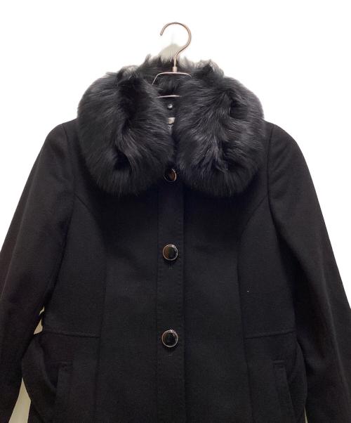 courreges（クレージュ）courreges (クレージュ) カシミヤ100% フォックスファー ロングコート ブラック サイズ:40の古着・服飾アイテム