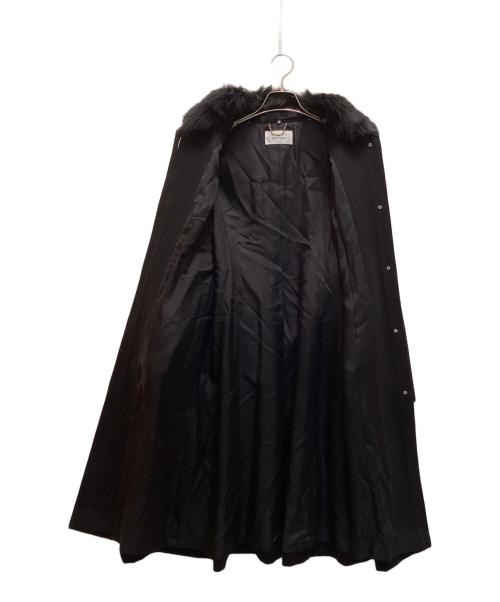 courreges（クレージュ）courreges (クレージュ) カシミヤ100% フォックスファー ロングコート ブラック サイズ:40の古着・服飾アイテム
