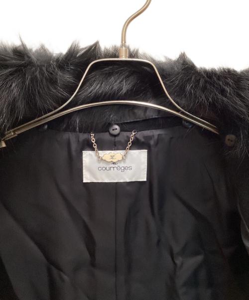 courreges（クレージュ）courreges (クレージュ) カシミヤ100% フォックスファー ロングコート ブラック サイズ:40の古着・服飾アイテム