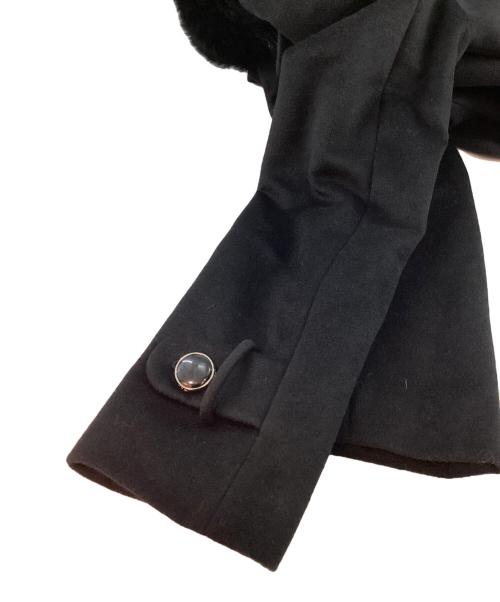 courreges（クレージュ）courreges (クレージュ) カシミヤ100% フォックスファー ロングコート ブラック サイズ:40の古着・服飾アイテム