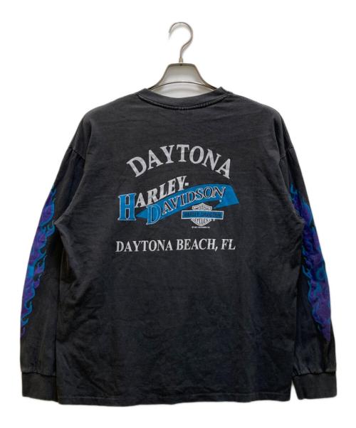 HARLEY-DAVIDSON（ハーレーダビッドソン）HARLEY-DAVIDSON (ハーレーダビッドソン) 90s フレイムプリントロングスリーブカットソー グレー サイズ:Lの古着・服飾アイテム