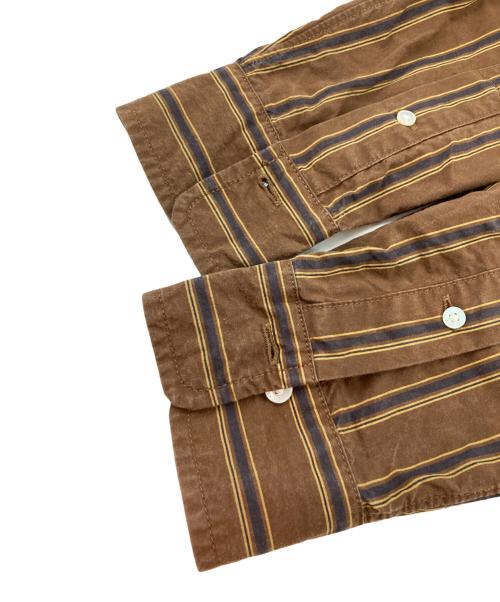 Hysteric Glamour（ヒステリックグラマー）Hysteric Glamour (ヒステリックグラマー) HYS TIMES刺繍 ランダムストライプ ボタンダウンシャツ ブラウン サイズ:Lの古着・服飾アイテム