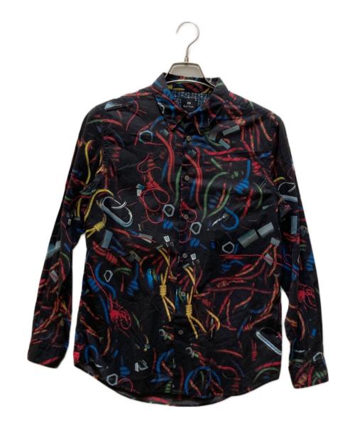 PS Paul Smith（ＰＳポールスミス）PS Paul Smith (ＰＳポールスミス) 総柄シャツ ブラック サイズ:Mの古着・服飾アイテム