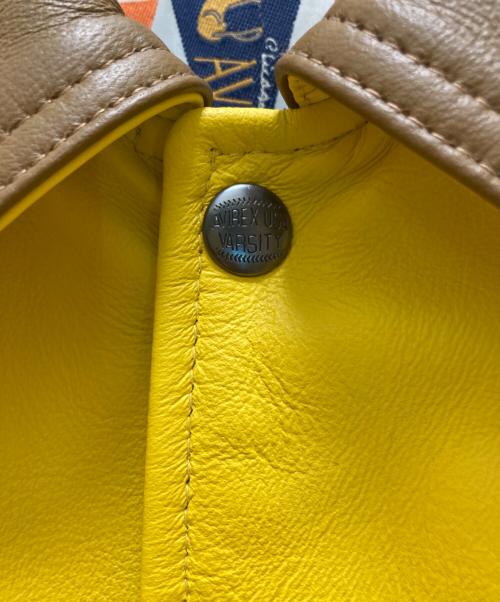 STABRIDGE（スタブリッジ）STABRIDGE (スタブリッジ) AVIREX (アヴィレックス) コラボラムレザーヴァーシティージャケット イエロー×ベージュ サイズ:Ⅼの古着・服飾アイテム