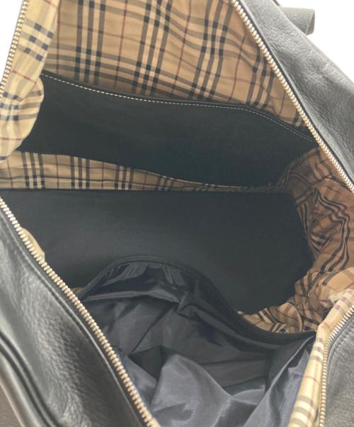 BURBERRY（バーバリー）BURBERRY (バーバリー) 裏地ノバチェック 2WAYレザーボストンバッグ ブラックの古着・服飾アイテム