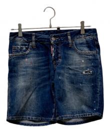 DSQUARED2（ディースクエアード）の古着「リペア加工デニムハーフパンツ」｜インディゴ