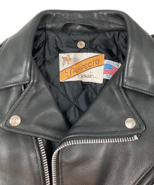 PERFECTO by Schott（パーフェクト バイ ショット）PERFECTO by Schott (パーフェクト バイ ショット) ダブルライダースジャケット ブラック サイズ:32の古着・服飾アイテム