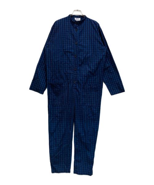 Yarmo（ヤーモ）Yarmo (ヤーモ) ギンガムチェックオールインワン ブルー×ブラック サイズ:表記無しの古着・服飾アイテム