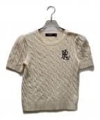 LAUREN RALPH LAURENローレンラルフローレン）の古着「ロゴ刺繍S/Sケーブルニット」｜ホワイト