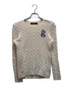 LAUREN RALPH LAURENローレンラルフローレン）の古着「ロゴ刺繍ケーブルニット」｜ホワイト
