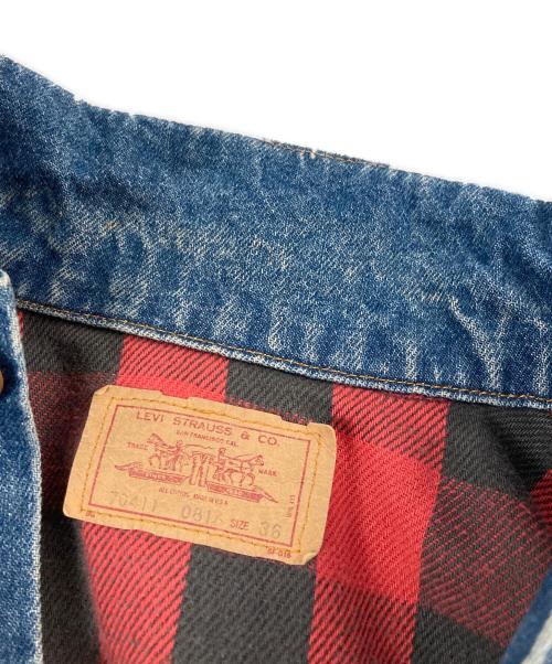 LEVI'S（リーバイス）LEVI'S (リーバイス) 80s バッファローチェック フランネルライナー デニムジャケット インディゴ サイズ:36の古着・服飾アイテム