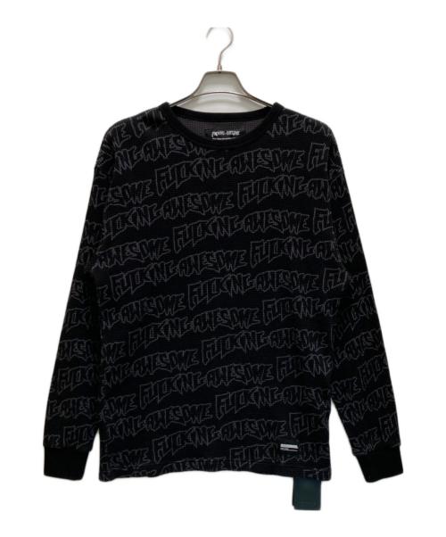 NEIGHBORHOOD（ネイバーフッド）NEIGHBORHOOD (ネイバーフッド) FUCKING AWESOME (ファッキンオーサム) コラボワッフルカットソー ブラック サイズ:Lの古着・服飾アイテム